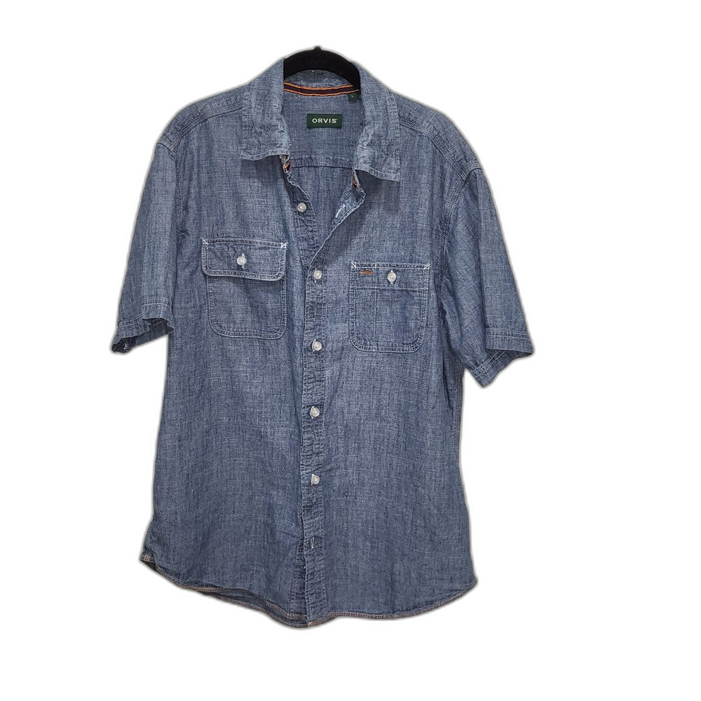 Orvis Men's Blue Short Sleeve Shirt